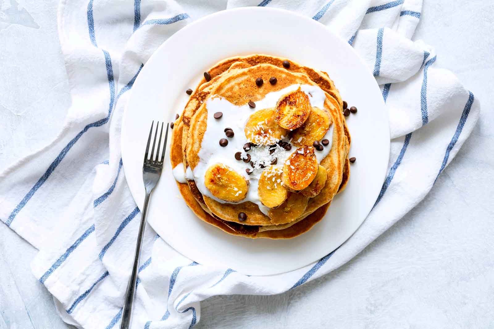 Almond or Whole Grain Pancakes, with Fresh Compote, Almond Yogurt, and Walnuts